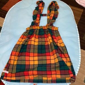 Ruffle Butts Autumn Rainbow Plaid Ruffle Strap Skirt
Size 8